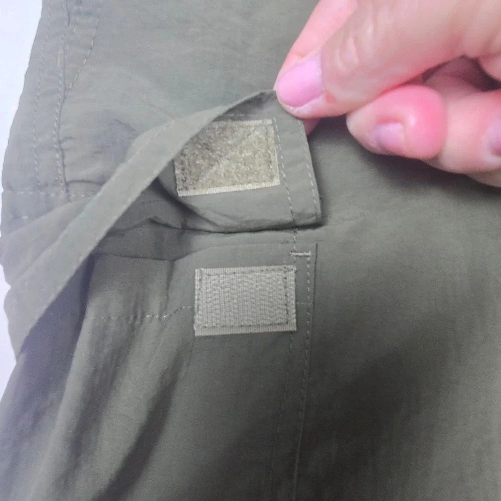 Mens Olive Green Convertible Zip Off Cargo Hiking Pants Packable Pocket NEW